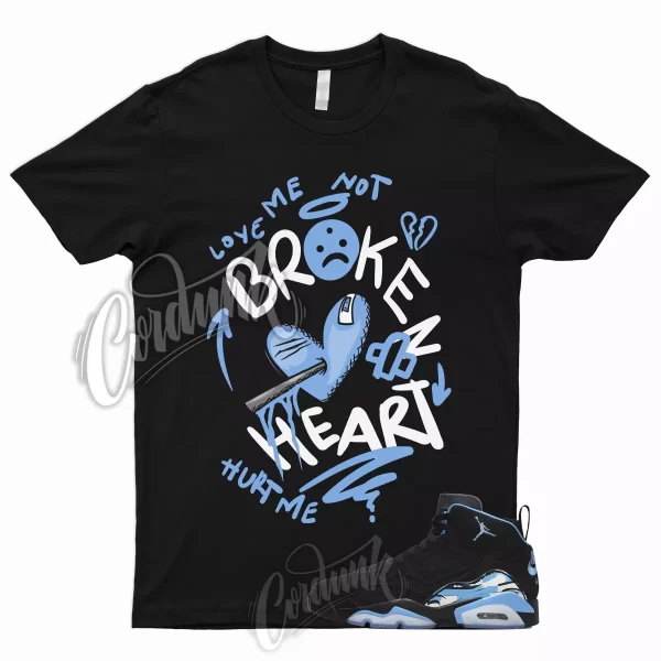 BROKEN T Shirt to Match MVP UNC University Blue Mid High Toe Dunk 1 Black White Jezsport.com