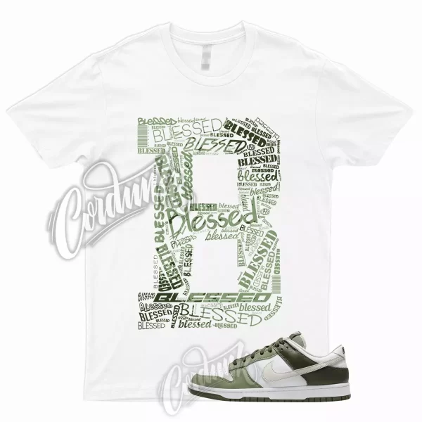 BLESSED T Shirt to Match Dunk Low White Oil Green Cargo Khaki Light Bone Olive 1 Jezsport.com