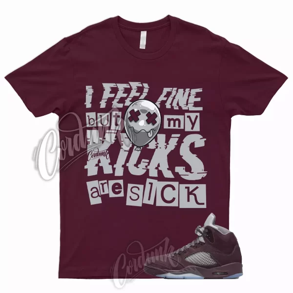 SICK Shirt for 5 Deep Burgundy Metallic Silver Graphite Bordeaux Low Maroon Jezsport.com