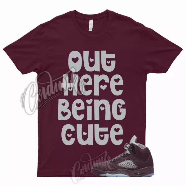 CUTE Shirt for 5 Deep Burgundy Metallic Silver Graphite Bordeaux Low Maroon Jezsport.com