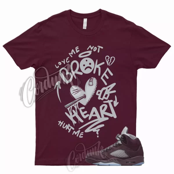 BROKEN Shirt for 5 Deep Burgundy Metallic Silver Light Graphite Bordeaux Maroon Jezsport.com