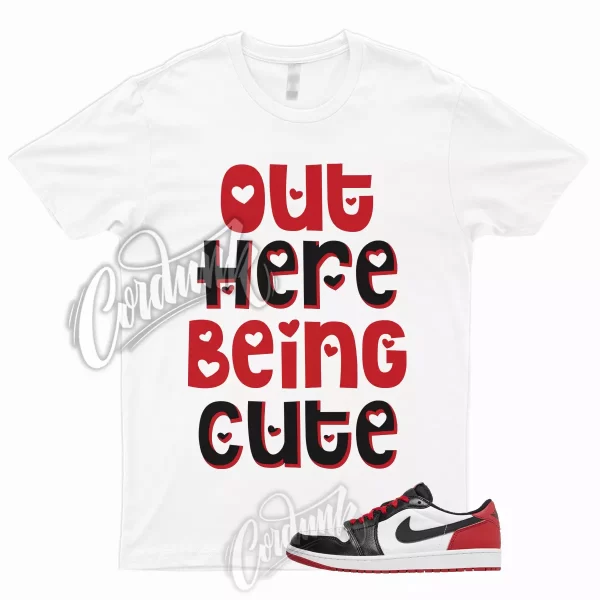 CUTE T Shirt to Match 1 Low OG Black Toe White Varsity Red University Dunk Low Jezsport.com