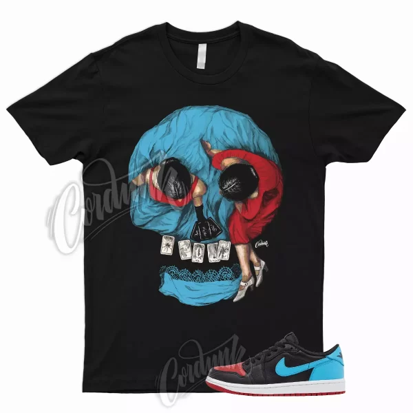 VIEWS T Shirt to Match 1 Low OG WMNS UNC To Chicago Dark Powder Blue Gym Red Jezsport.com