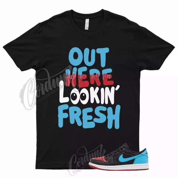 FRESH T Shirt to Match 1 Low OG WMNS UNC To Chicago Dark Powder Blue Gym Red Jezsport.com