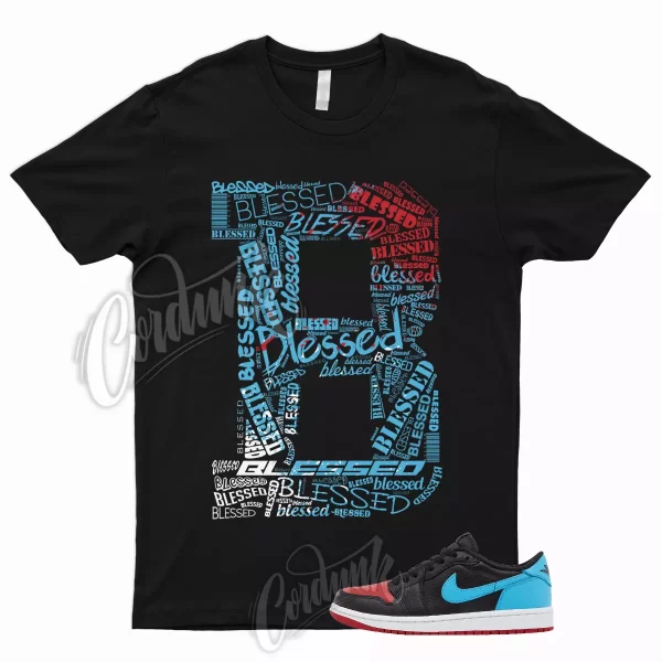 BLESSED T Shirt to Match 1 Low OG WMNS UNC To Chicago Dark Powder Blue Gym Red Jezsport.com