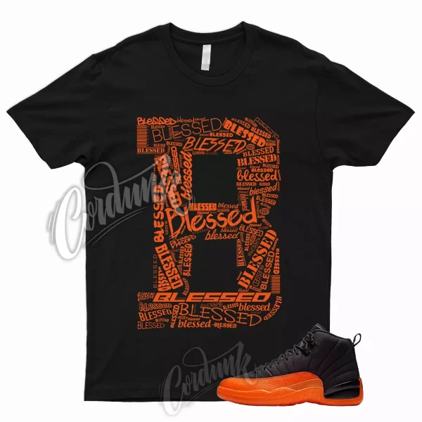 BLESSED Shirt to Match 12 WMNS Brilliant Orange Black White Electro Shattered 1 Jezsport.com