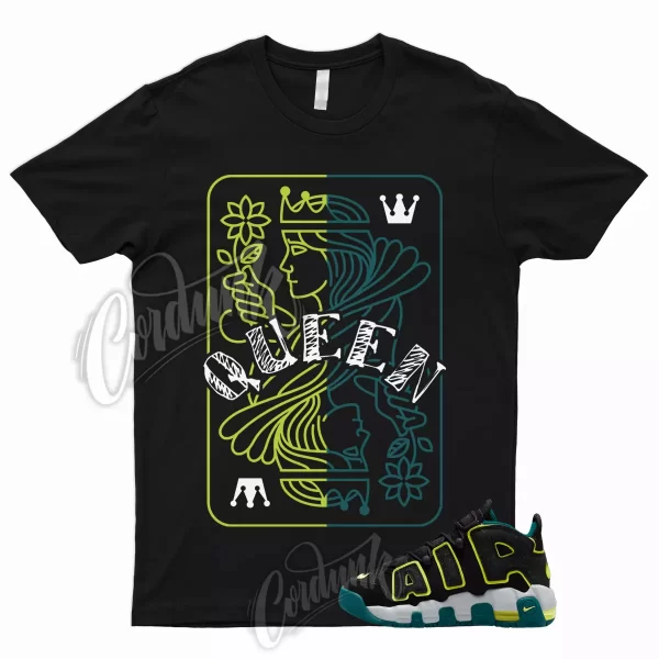 QUEEN T Shirt Air More Uptempo Geode Teal Black Paint Splatter Neon Yellow Volt Jezsport.com