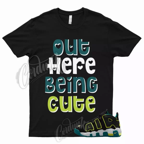 CUTE Shirt for Air More Uptempo Geode Teal Black Paint Splatter Neon Yellow Volt Jezsport.com