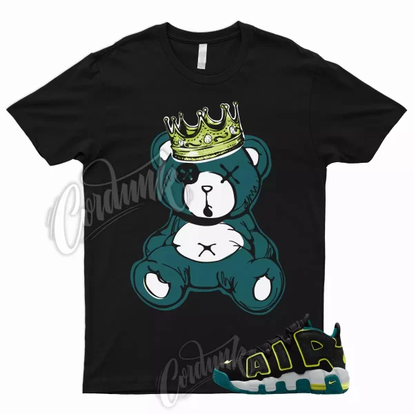 KB T Shirt for Air More Uptempo Geode Teal Black Paint Splatter Neon Yellow Volt Jezsport.com