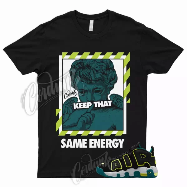 ENERGY T Shirt Air More Uptempo Geode Teal Black Paint Splatter Neon Yellow Volt Jezsport.com