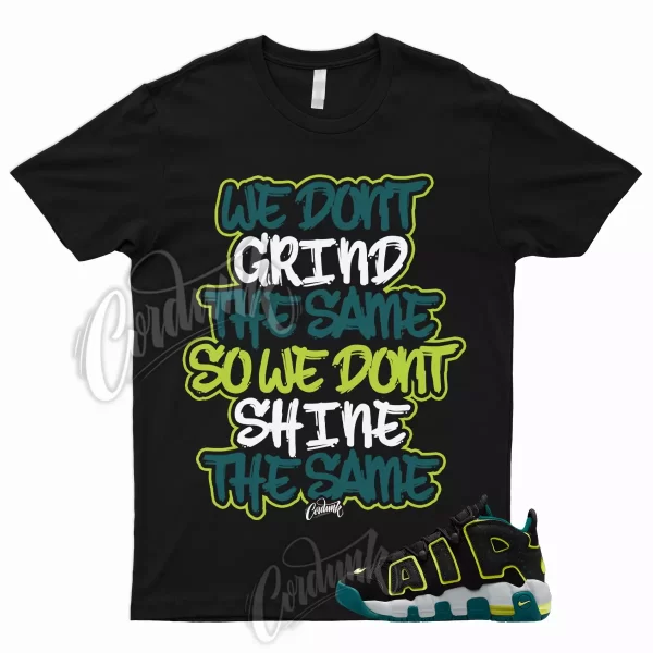 GRIND Shirt Air More Uptempo Geode Teal Black Paint Splatter Neon Yellow Volt Jezsport.com