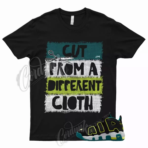 CUT Shirt for Air More Uptempo Geode Teal Black Paint Splatter Neon Yellow Volt Jezsport.com