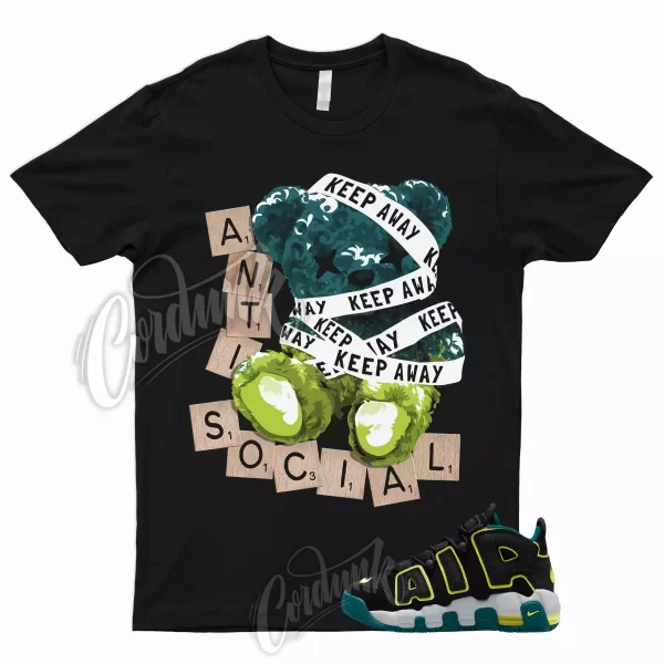 ANTI Shirt for Air More Uptempo Geode Teal Black Paint Splatter Neon Yellow Volt Jezsport.com