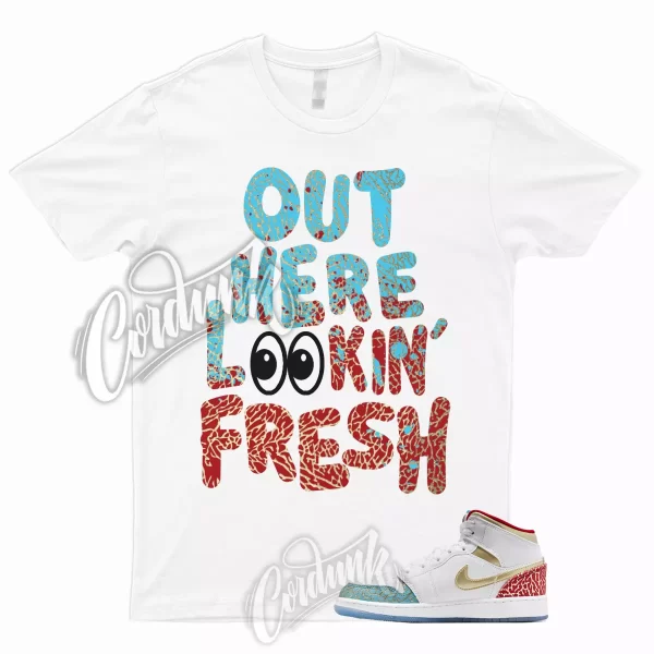 FRESH T Shirt to Match 1 Mid GS UNC to Chicago Metallic Gold University Red Blue Jezsport.com