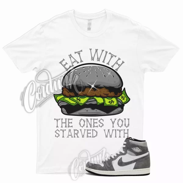 EAT Shirt to Match 1 Retro High OG Washed Light Smoke Grey Black Fire Red Sail Jezsport.com