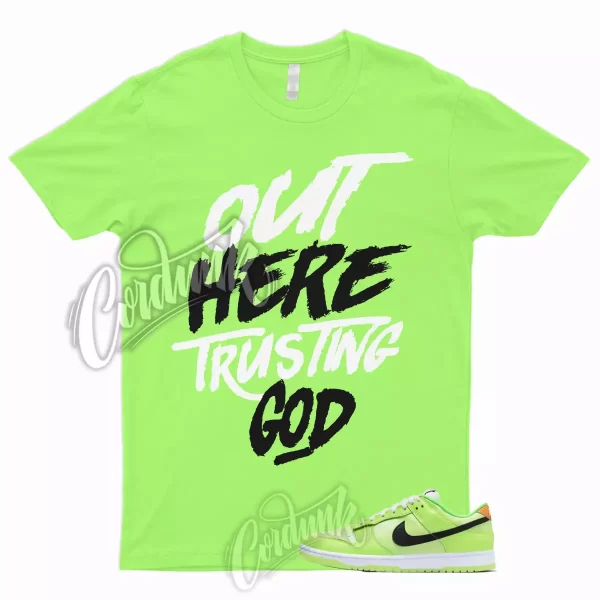 TG T Shirt to Match Dunk Low Volt Glow In The Dark Total Orange Green Strike 1 Jezsport.com