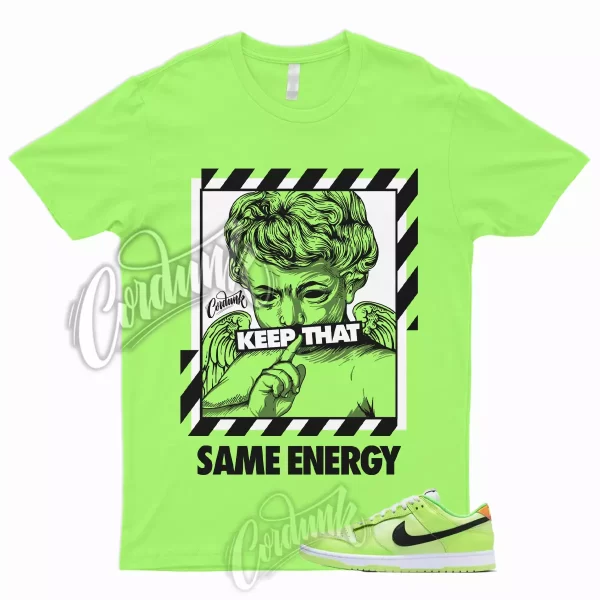 ENERGY Shirt to Match Dunk Low Volt Glow In The Dark Total Orange Green Strike 1 Jezsport.com