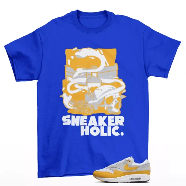 Sneaker Holic Shirt Blue to Match Air Max 1 University Gold FZ5808-100 Jezsport.com