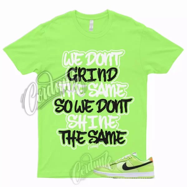 GRIND Shirt to Match Dunk Low Volt Glow In The Dark Total Orange Green Strike 1 Jezsport.com