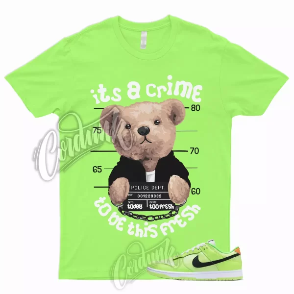 CRIME Shirt to Match Dunk Low Volt Glow In The Dark Total Orange Green Strike 1 Jezsport.com