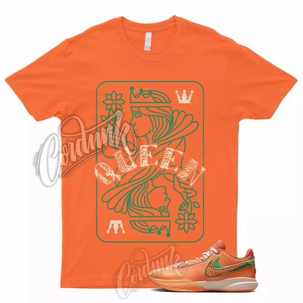 QUEEN T Shirt for Lebron 20 Peach Cream FAMU Safety Orange Stadium Green Miami 1 Jezsport.com