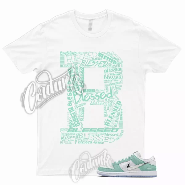 BLESSED Shirt for SB Turbo Dunk April Green Metallic Silver 1 Dunk Low Mid High Jezsport.com