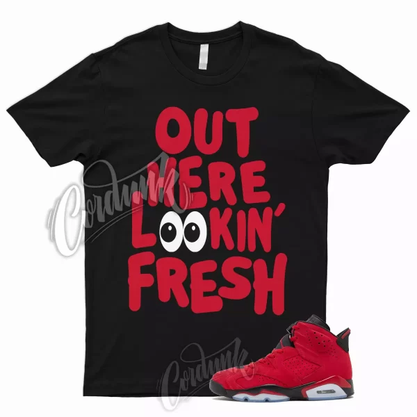 FRESH T Shirt to Match 6 Retro Toro Bravo Varsity University Red Bred Flu Game 1 Jezsport.com