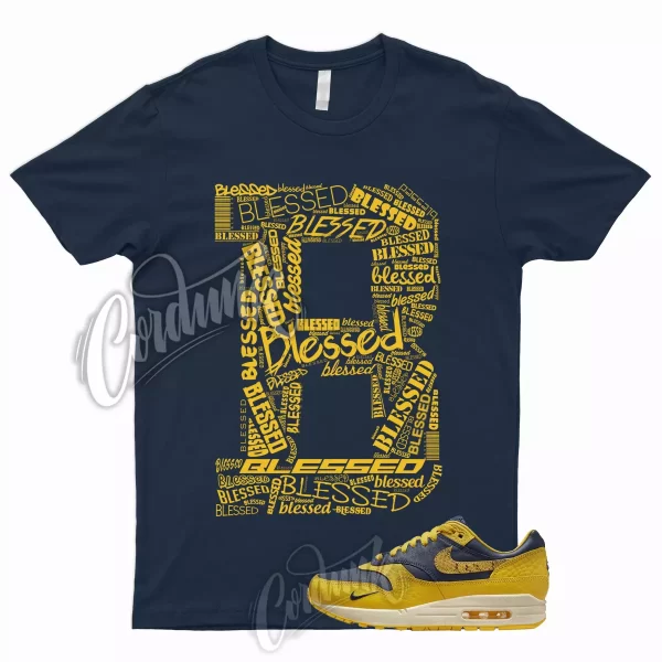 BLESSED Shirt to Match Air Max 1 CO.JP Michigan Midnight Navy Varsity Maize WMNS Jezsport.com