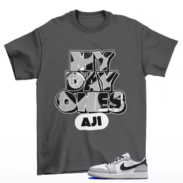 Day One Shirt Grey to Match Jordan 1 Low OG Barons CZ0790-110 Jezsport.com