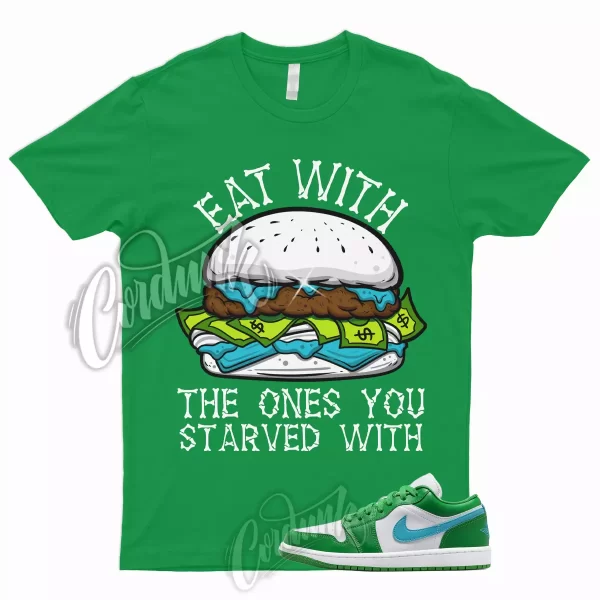 EAT T Shirt to Match Jordan 1 Low Lucky Green Stadium Aquatone Aqua Dunk High 2 Jezsport.com