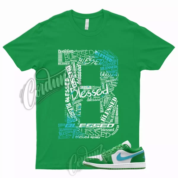 BLESSED Shirt to Match Jordan 1 Low Lucky Green Stadium Aquatone Aqua Dunk High Jezsport.com