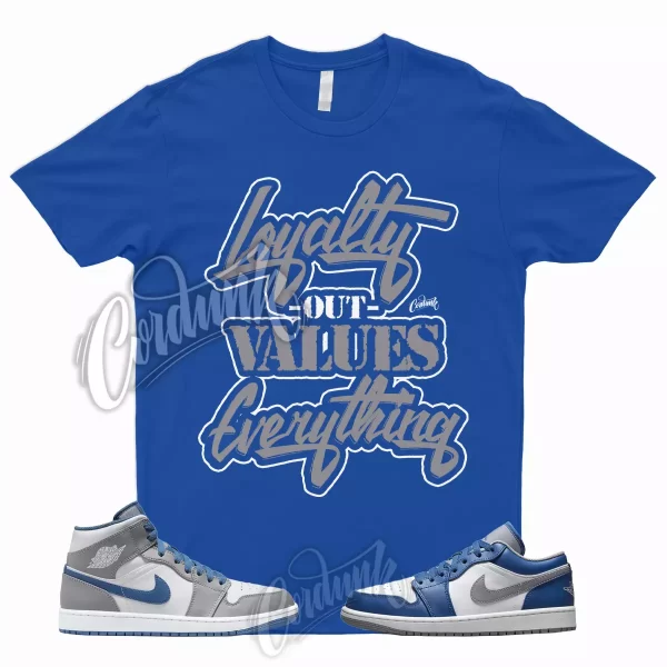 LYLTY T Shirt to Match 1 Low True Blue Cement Shadow Grey 3 High Dunk Mid High 5 Jezsport.com