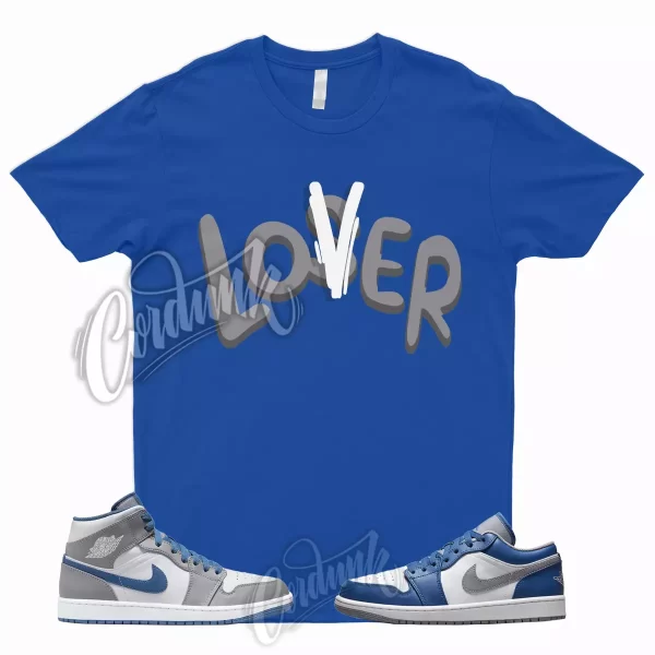 LOVER T Shirt to Match 1 Low True Blue Cement Shadow Grey 3 High Dunk Mid High 5 Jezsport.com