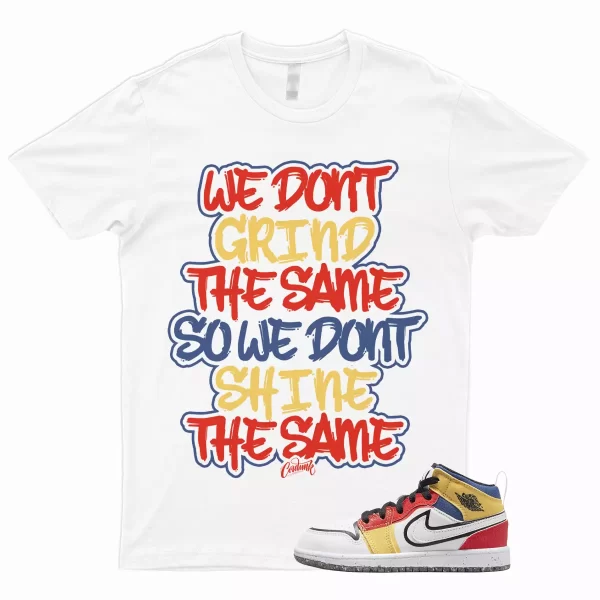 GRIND T Shirt to Match 1 Mid GS Multicolor Picante Red French Blue Topaz Gold SE Jezsport.com