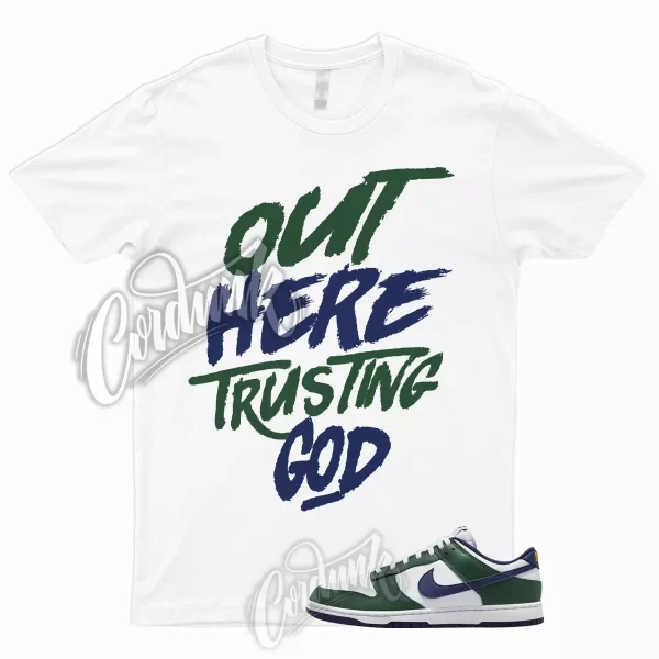 TG T Shirt for Dunk Low Fir Midnight Navy White University Gold Green Mid 1 Jezsport.com