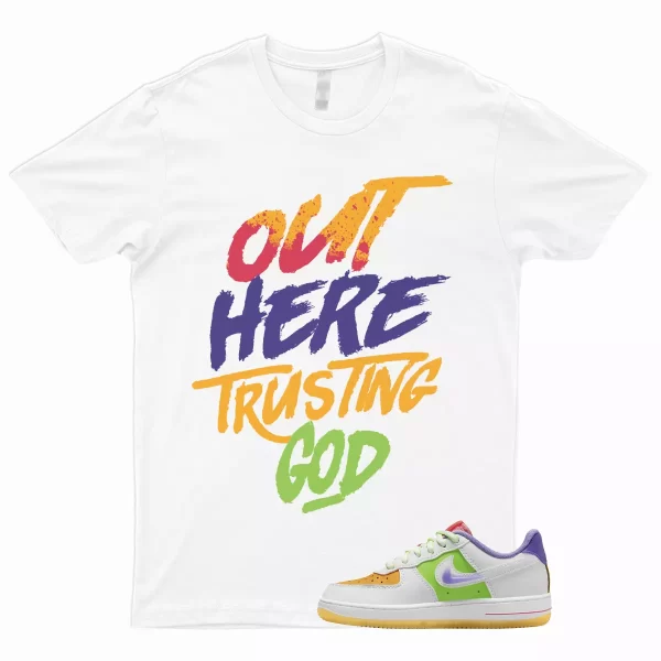 TG T Shirt to Match Air Force 1 Low GS White Multicolor Space Purple Sundial Jezsport.com