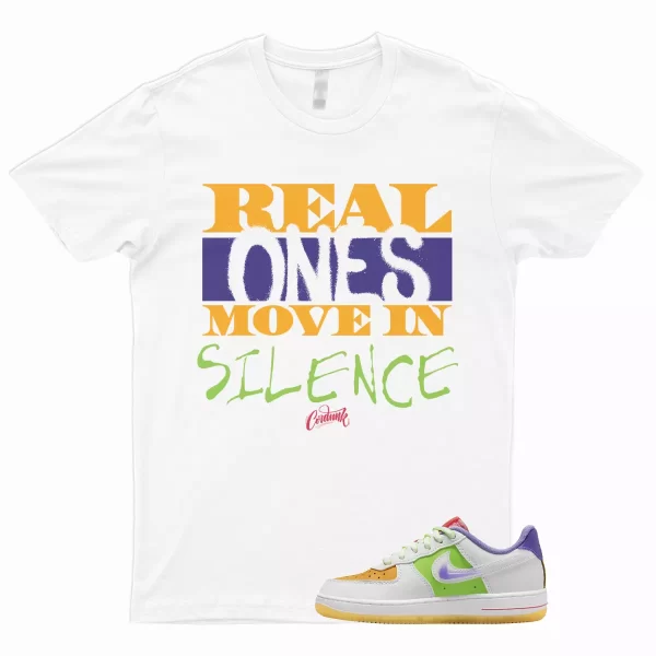 R1 T Shirt to Match Air Force 1 Low GS White Multicolor Space Purple Sundial Jezsport.com