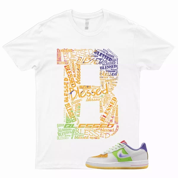 BLESSED Shirt to Match Air Force 1 Low GS White Multicolor Space Purple Sundial Jezsport.com