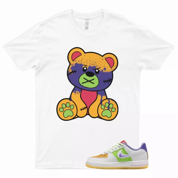 BEAR T Shirt to Match Air Force 1 Low GS White Multicolor Space Purple Sundial Jezsport.com