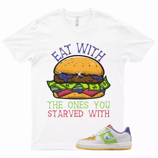 EAT T Shirt to Match Air Force 1 Low GS White Multicolor Space Purple Sundial Jezsport.com