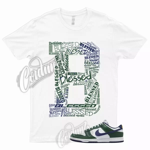 BLESSED Shirt for Dunk Low Fir Midnight Navy White University Gold Green Mid 1 Jezsport.com