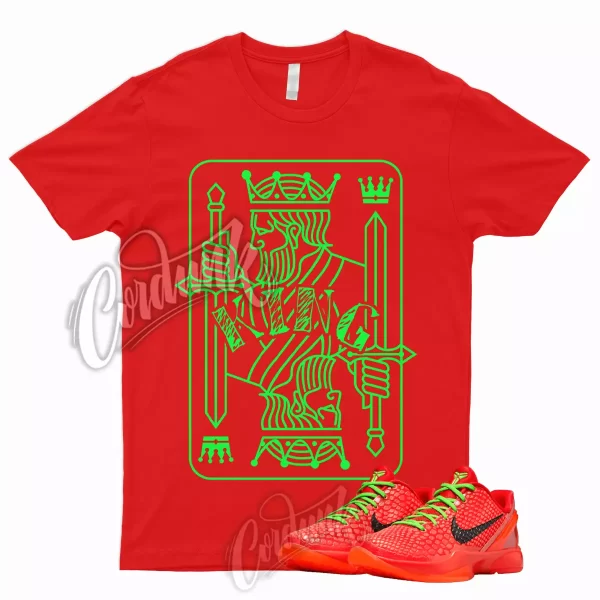 KING T Shirt to Match 6 Christmas Bright Crimson Red Electric Green Neon Reverse Jezsport.com