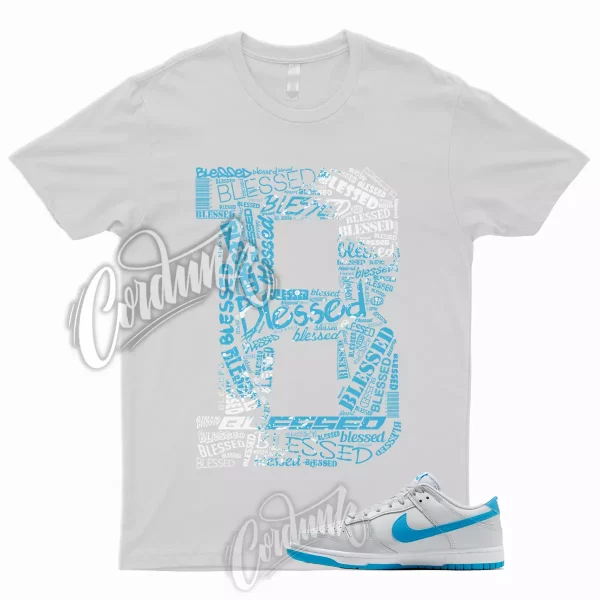 BLESSED T Shirt to Match Dunk Low Pure Platinum Blue Lightning Light Bone Grey 1 Jezsport.com