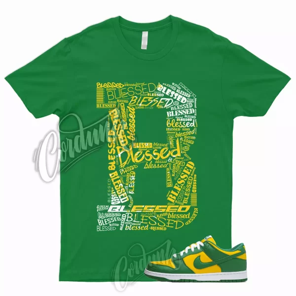 BLESSED Shirt to Match Dunk Low Brazil Green Pine Varsity Maize Yellow Reverse 1 Jezsport.com