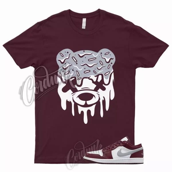 DRIPPY T Shirt to Match 1 Low Bordeaux Maroon Cherrywood Red White Cement Grey 6 Jezsport.com