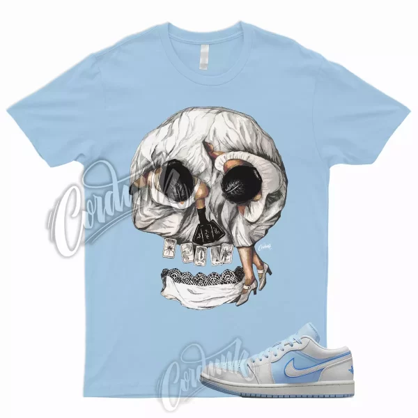 VIEWS T Shirt to Match 1 Low Reverse Ice Blue Sail Dark Powder Mid Dunk UNC WMNS Jezsport.com