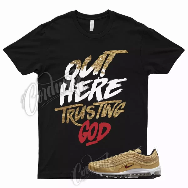 TG T Shirt to Match Air Max 97 Gold Bullet 2023 Metallic Varsity Red Metallic Jezsport.com