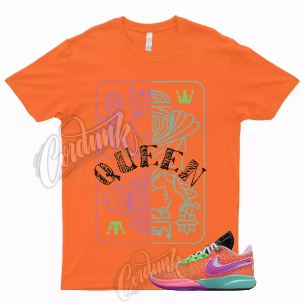 QUEEN T Shirt to Match LeBron 20 Chosen 1 Total Orange Vivid Purple Green Punch Jezsport.com