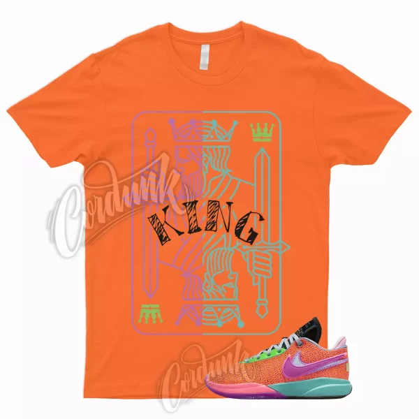 KING Shirt to Match LeBron 20 Chosen 1 Total Orange Vivid Purple Green Hot Punch Jezsport.com