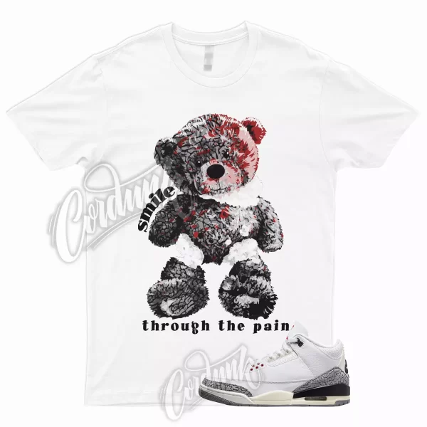 SMILE T Shirt to Match 3 White Cement Reimagined Fire Red Grey Elephant Print 1 Jezsport.com